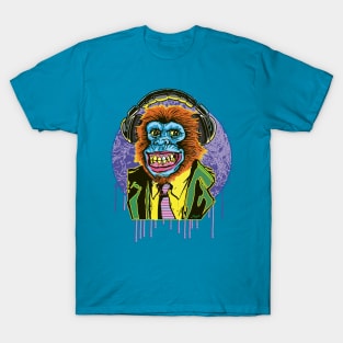 Psychedelic Chimp Sporting Headphones T-Shirt